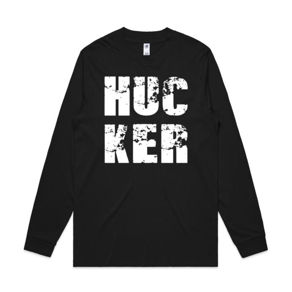 Hucker Distressed Half Half Big Logo White Thumbnail